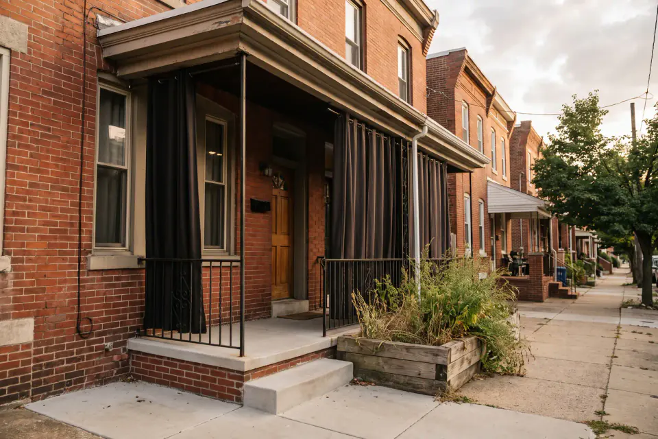 Secured vacant rowhouse on a quiet Philadelphia block